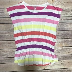 Rainbow Striped Peplum Top